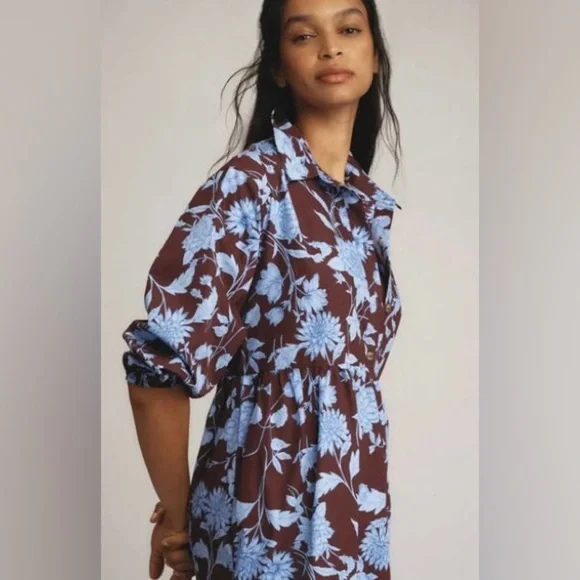 NWT! Anthropologie The Bettina Tiered Shirt Dress by Maeve - Size SMALL PETITE🍍 - Picture 3 of 10